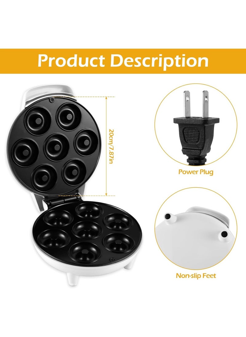 Generic - Mini Donut Maker Machine, Makes 7 Donuts, Non-Stick Electric Donut Press Machine for family (Multicolour) - Image 1