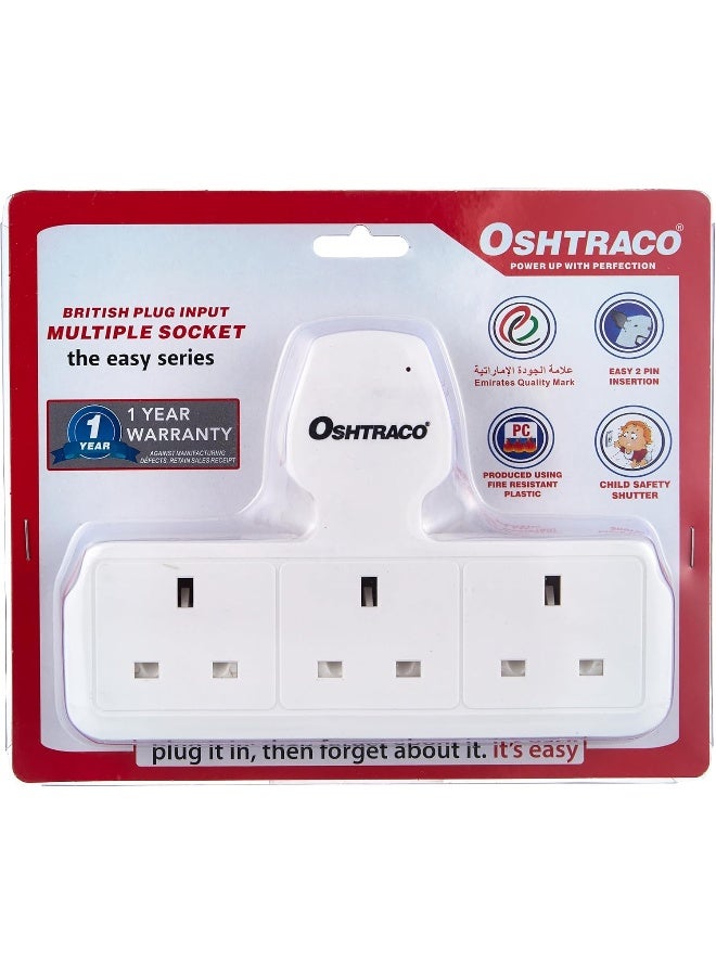 Oshtraco 3 Way UK Multiple Socket, White - Image 2