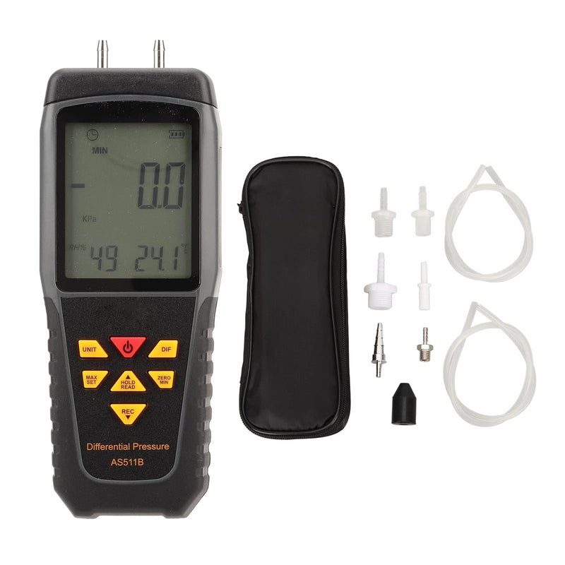 Differential Pressure Gauge Handheld Digital Gas Pressure Tester, LED Backlit Display, Stable Measurement, Multi - Unit Mode Switching, Industrial Use - Image 1