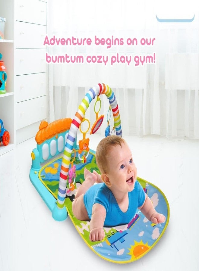 PANSHUB Baby Play Mat | Baby Piano Play Mat Gym & Fitness Rack with Hanging Rattles Keyboard Set with Music Mode & Additional Rattle Ball | Farm Print (Pack of 1) - Image 3