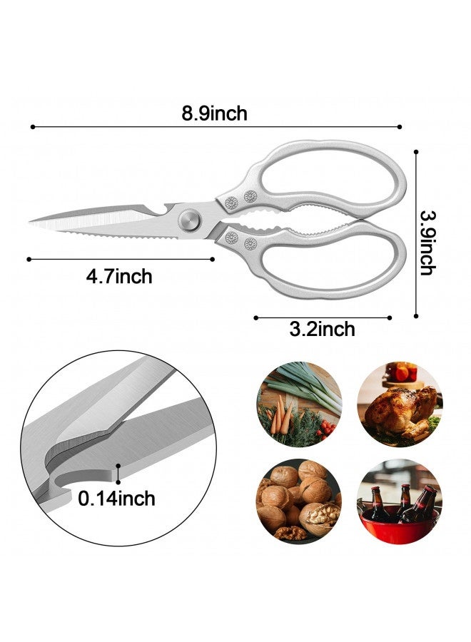 CGBE Kitchen Scissors, Multi-Purpose Kitchen Shears, Heavy Duty Dishwasher Safe Food Scissors, Non Slip Stainless Steel Sharp Cooking Scissors for Kitchen, Chicken, Poultry, Fish, Meat, Herbs-Sliver - Image 3