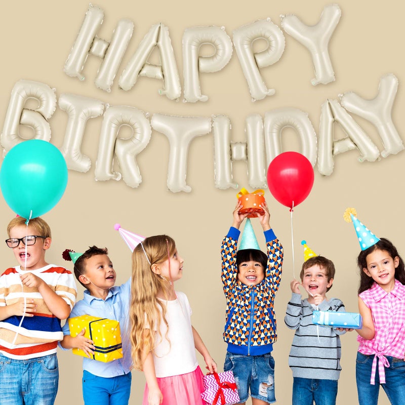 TOTAFAM Cream Happy Birthday Balloons Banner Foil Balloon Personalized Name Letters Balloons Sign Birthday Party Decorations for Women Men Boys Girls - Image 3