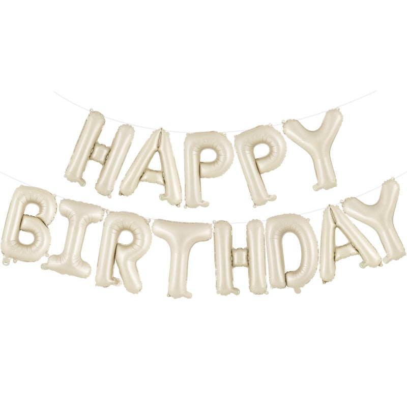 TOTAFAM Cream Happy Birthday Balloons Banner Foil Balloon Personalized Name Letters Balloons Sign Birthday Party Decorations for Women Men Boys Girls - Image 1