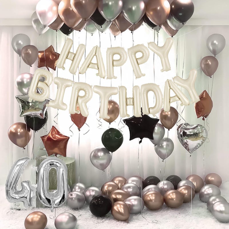 TOTAFAM Cream Happy Birthday Balloons Banner Foil Balloon Personalized Name Letters Balloons Sign Birthday Party Decorations for Women Men Boys Girls - Image 4