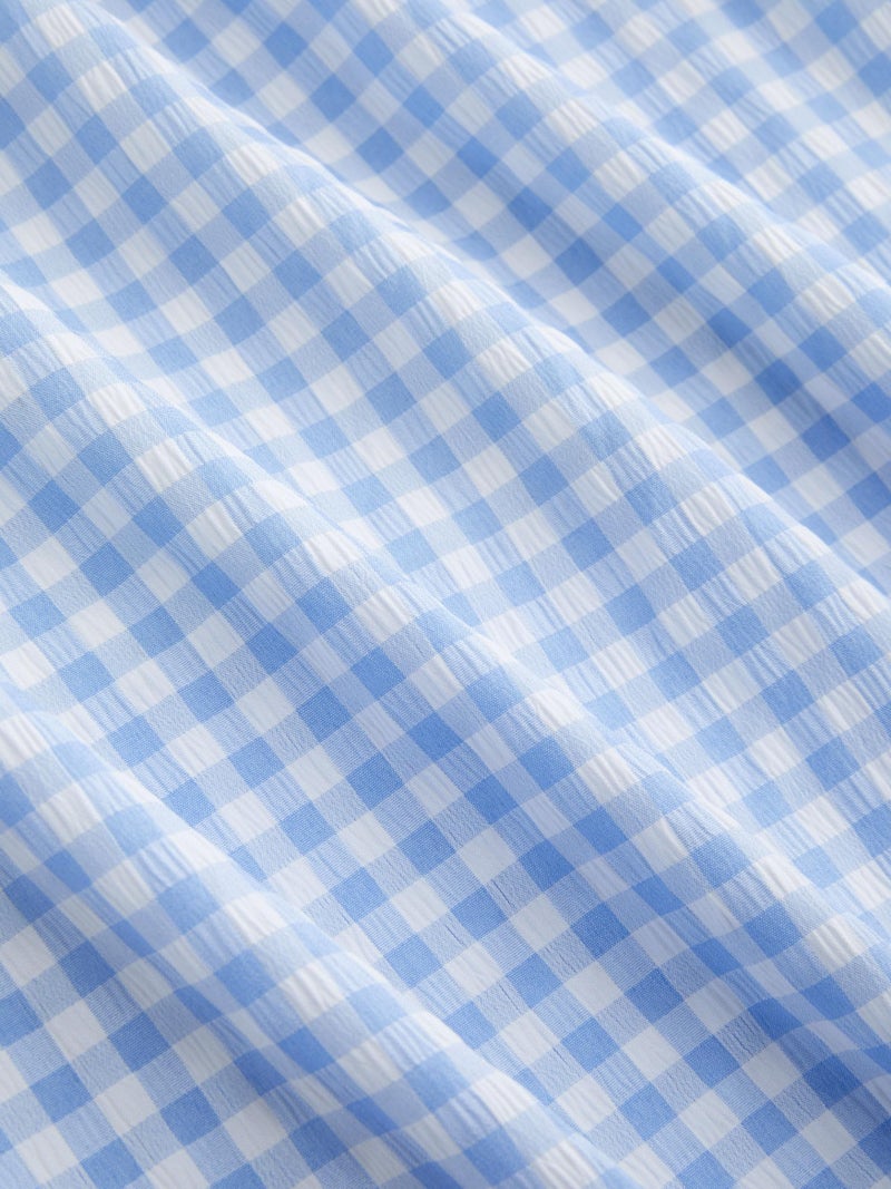 CIDER Gingham Maxi Skirts for Women A Line High Waist Long Plaid Skirt Summer Beach Vacation Outfits Trendy Light Blue - Image 2