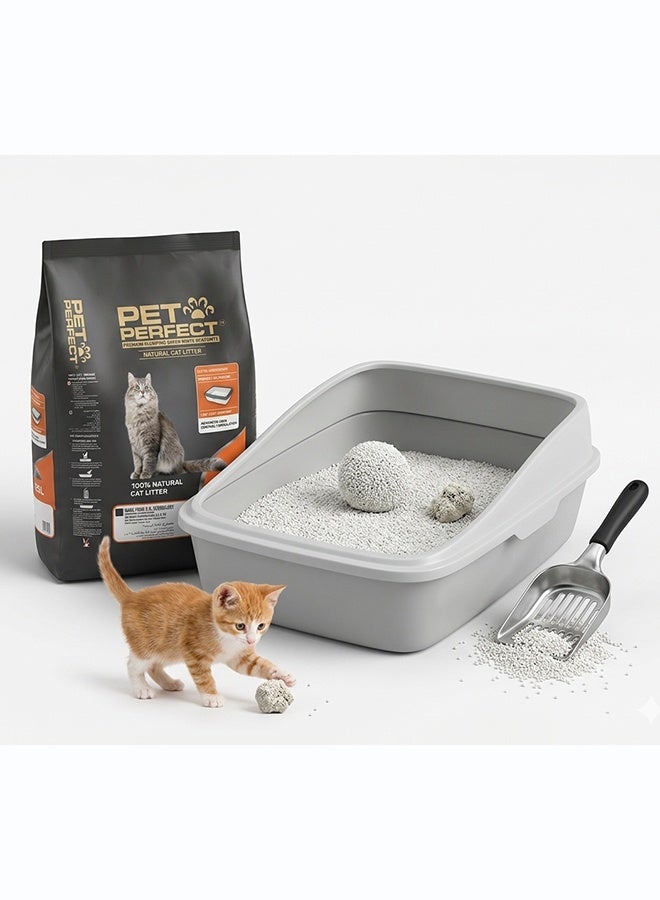 PET PERFECT Premium Clumping Super White Bentonite Cat Litter 25L (20KG) - Lemon - Image 4
