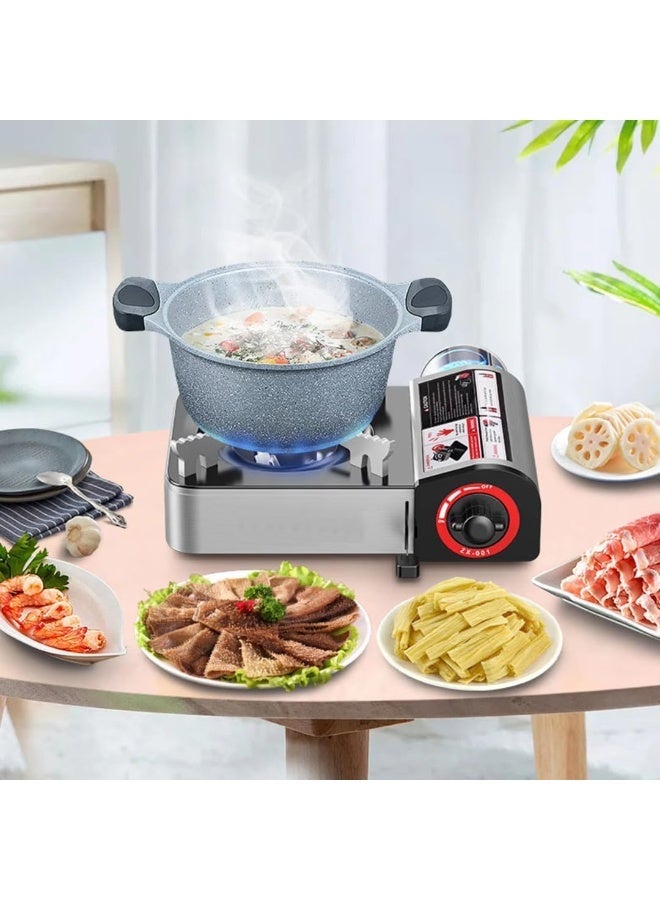 موقد غاز محمول صغير الحجم وخفيف الوزن 2.1 كيلو واط – موقد تخييم عالي الكفاءة من سبائك الألومنيوم مع اشتعال إلكتروني – بوتاجاز غاز محمول للرحلات والنزهات والطهي في الهواء الطلق - Image 4