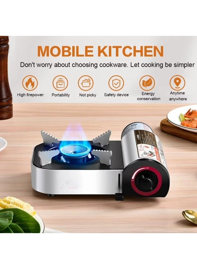 موقد غاز محمول صغير الحجم وخفيف الوزن 2.1 كيلو واط – موقد تخييم عالي الكفاءة من سبائك الألومنيوم مع اشتعال إلكتروني – بوتاجاز غاز محمول للرحلات والنزهات والطهي في الهواء الطلق - Image 5