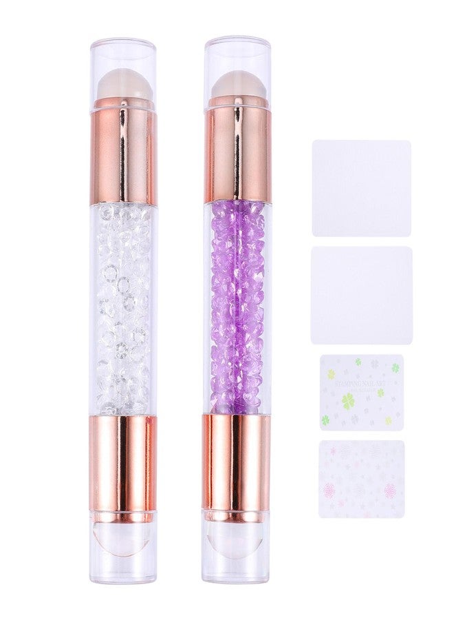 FOMIYES French Tip Nail Stamp Kit - 2PC Silicone Manicure Stamper with Jelly Template for DIY Salon Nail Art, Easy to Use Nail Stamping Tool Set - Image 1