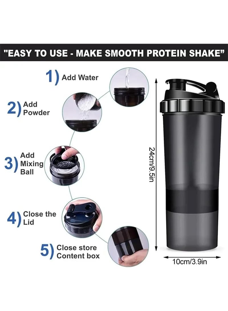 سبايدر زجاجة رج، كوب رج سعة 16 أونصة، زجاجة رج بروتين مع تخزين وكرة رج، زجاجات رج للصالة الرياضية لمشروبات البروتين، زجاجة خلط مشروبات رياضية، مقاومة للتسرب بنسبة 100%، خالية من مادة BPA، 3 طبقات (أحمر) - Image 4