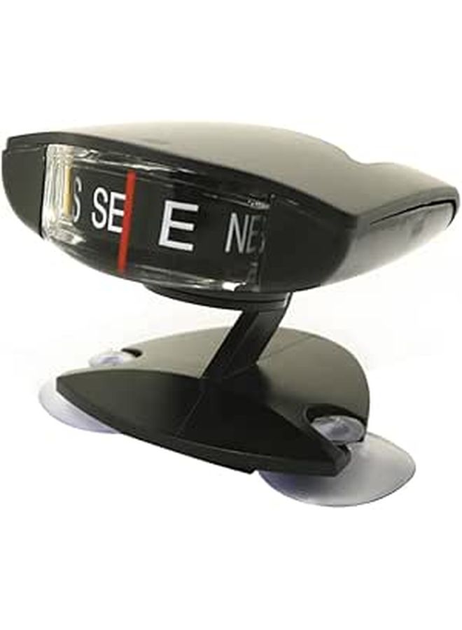 Black Car Dashboard Compass with Suction Cup and Adhesive Base for Windshield Direction - Image 1