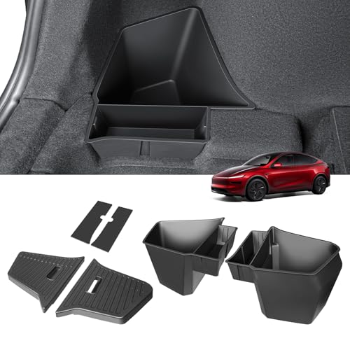 KUNIST 2PCS Rear Trunk Storage Bins with Lids for Tesla Model Y Juniper 5 Seater,TPE Side Cargo Organizer Boxes Rear Trunk Containers for New Tesla Model Y 2025-2026 Accessories - Image 1