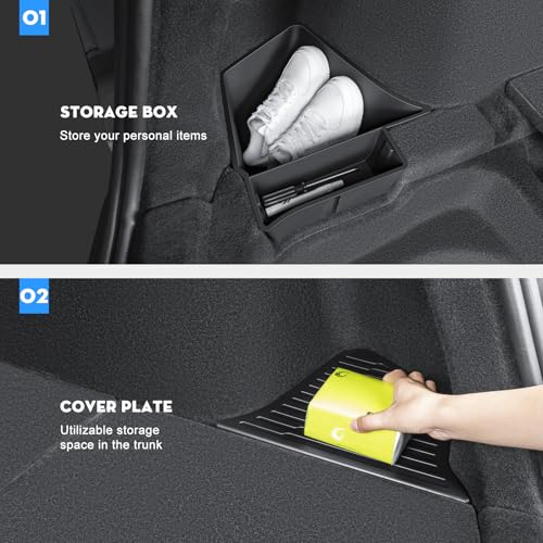 KUNIST 2PCS Rear Trunk Storage Bins with Lids for Tesla Model Y Juniper 5 Seater,TPE Side Cargo Organizer Boxes Rear Trunk Containers for New Tesla Model Y 2025-2026 Accessories - Image 5