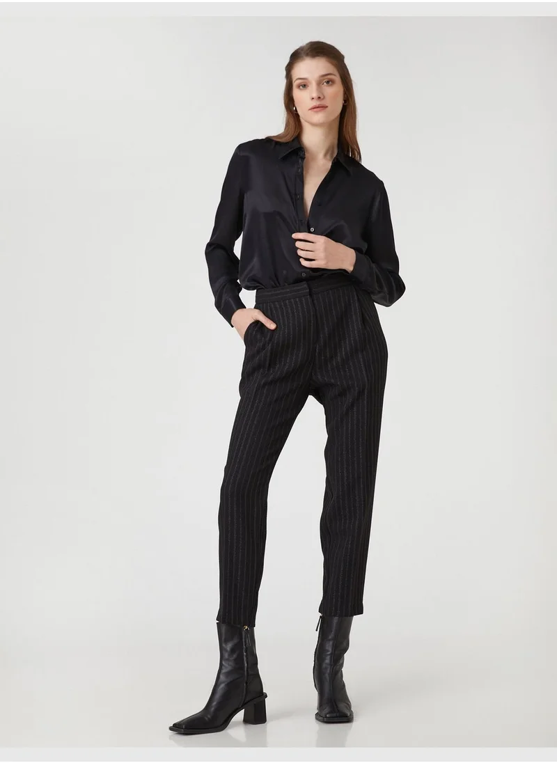 KOTON Long Sleeve Relax Fit Satin Shirt