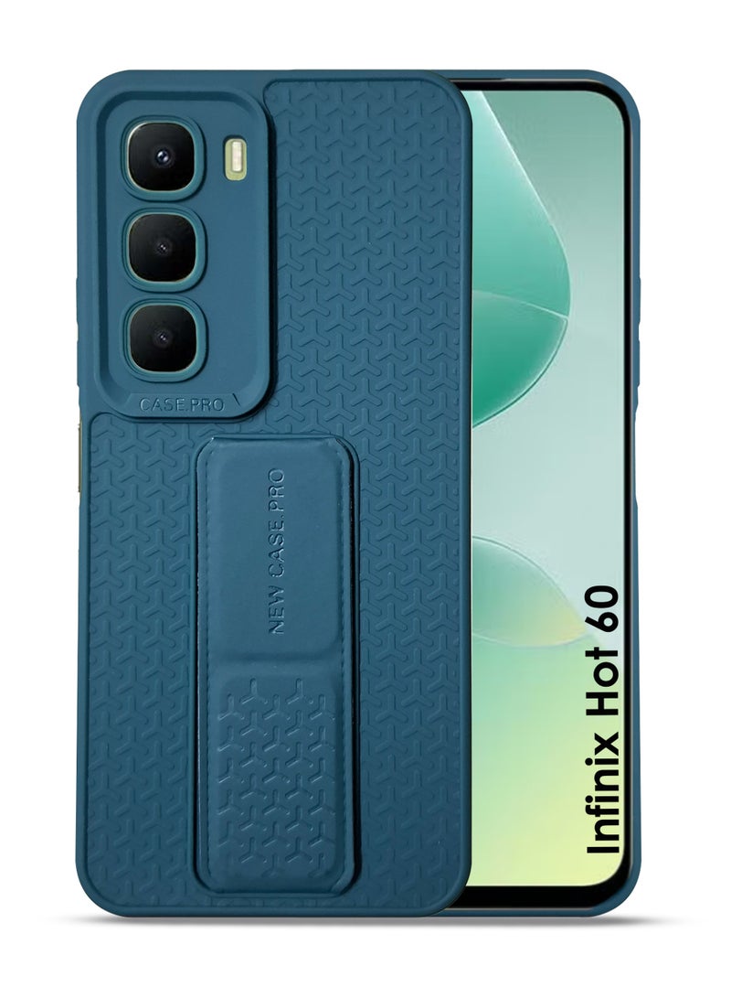 Infinix Hot 60 4G Hand Grip Case Cover - Magnetic Hand Grip Holder & Kickstand - Strong Grip for Magnetic Car Holder, Stylish Silicone Case & Functional, Ultimate Convenience & Hands-Free Viewing - Green - Image 1