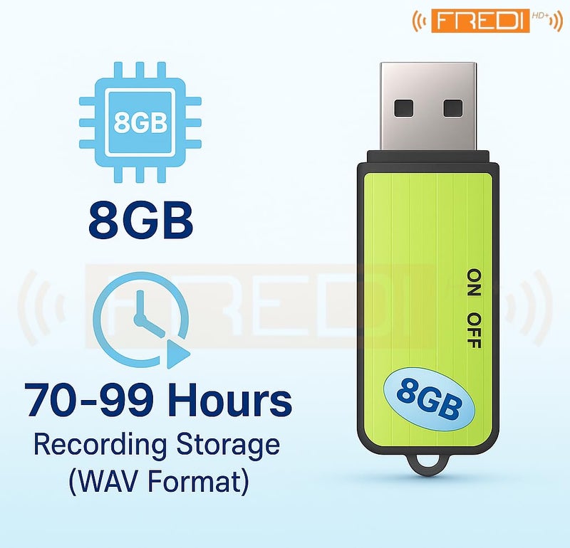 FREDI HD PLUS USB Voice Recorder 8GB Inbuilt Memory | Clear Audio Recording Pen Drive | Easy One-Touch Recording | OTG Mobile Playback Support | Portable Recorder for Study, Office & Personal Notes - Image 4