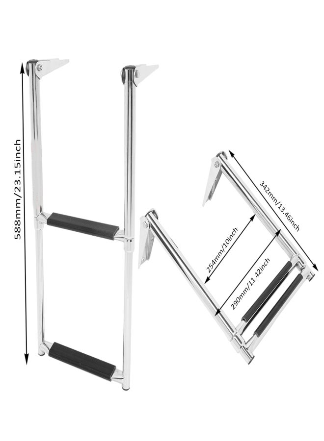 2 Step Stainless Steel Telescoping Boat Ladder Anti-Slip Extendable Dock Ladder for Boat Yacht Swimming Pool - Image 5