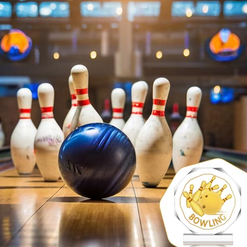 Anglechic 6 Pack Bowling Trophy Acrylic Funny Bowling Award Medals 4.72 x 4.72 Inch Sports Contest Trophies Bulk Plaques Team Prize Gift Trophies for Team Competition Champion - Image 5