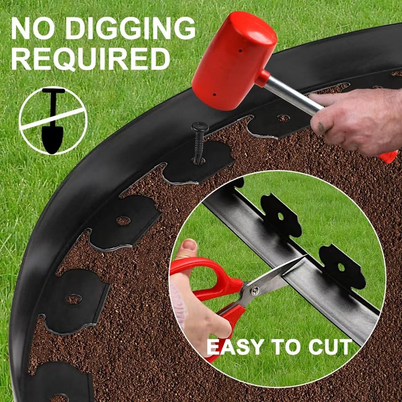 Hemikaki 1.5 Inch Garden Edging Border 100FT, Plastic Edging for Landscaping with 120pcs Spikes - Image 3