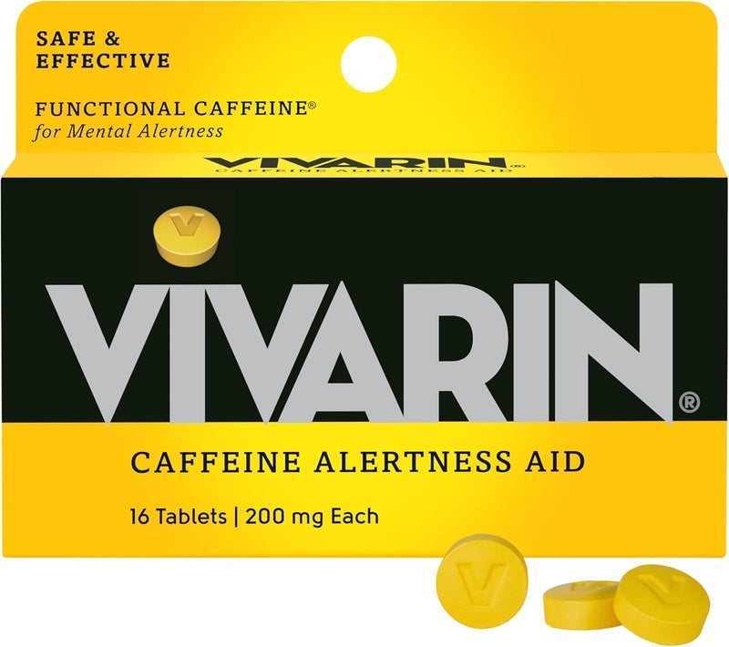 Vivarin Caffeine Pills 200mg Caffeine per Dose Safely and Effectively Helps You Stay Awake No Sugar Calories or Hidden Ingredients Energy Supplement 16 Tablets - Image 1