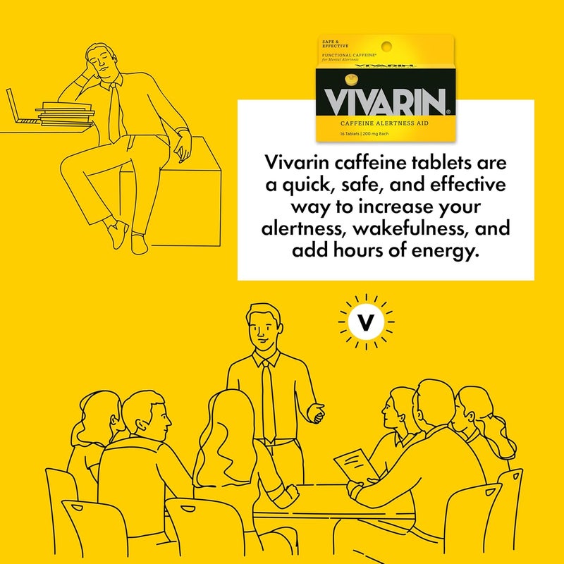 Vivarin Caffeine Pills 200mg Caffeine per Dose Safely and Effectively Helps You Stay Awake No Sugar Calories or Hidden Ingredients Energy Supplement 16 Tablets - Image 4