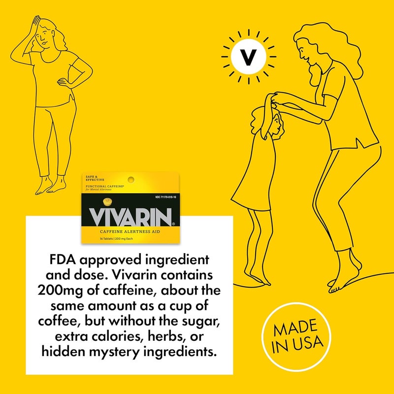 Vivarin Caffeine Pills 200mg Caffeine per Dose Safely and Effectively Helps You Stay Awake No Sugar Calories or Hidden Ingredients Energy Supplement 16 Tablets - Image 3