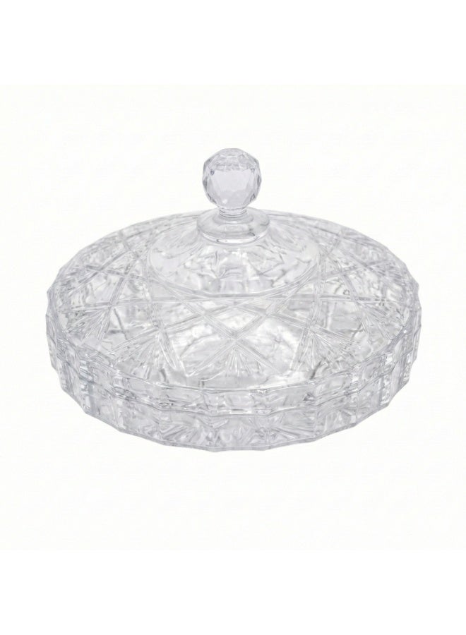 Acrylic Bonbonniere with Crystal Style Lid for Serving Chocolate, Nuts and Ramadan Yameesh-Clear - Image 2