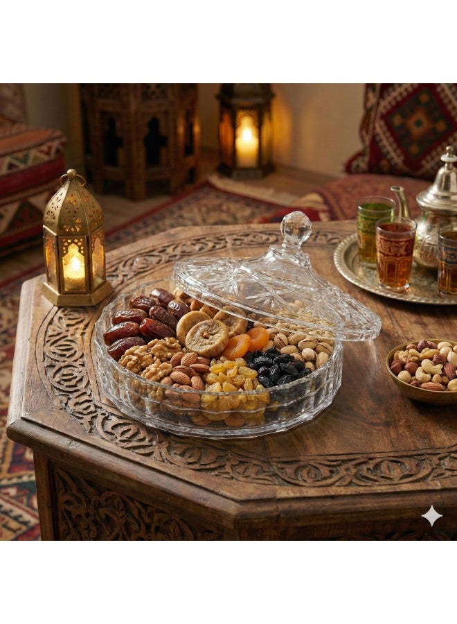 Acrylic Bonbonniere with Crystal Style Lid for Serving Chocolate, Nuts and Ramadan Yameesh-Clear - Image 4