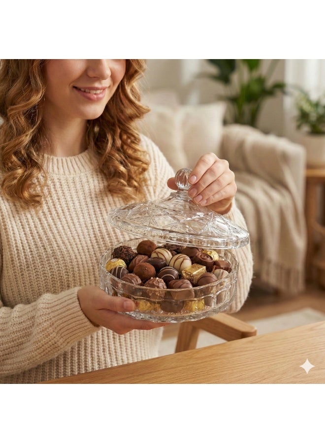 Acrylic Bonbonniere with Crystal Style Lid for Serving Chocolate, Nuts and Ramadan Yameesh-Clear - Image 5