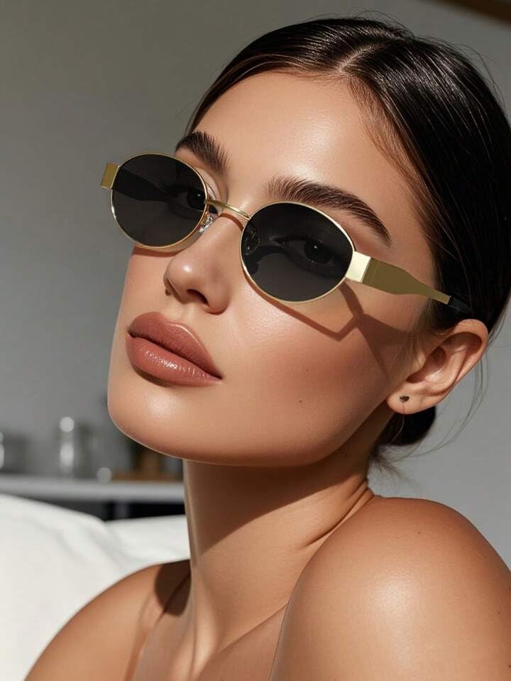 IFLASH Women Non-Polarized Small Retro Oval Sunglasses Vintage Style, Gold - Image 4