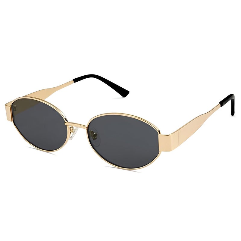 IFLASH Women Non-Polarized Small Retro Oval Sunglasses Vintage Style, Gold - Image 1