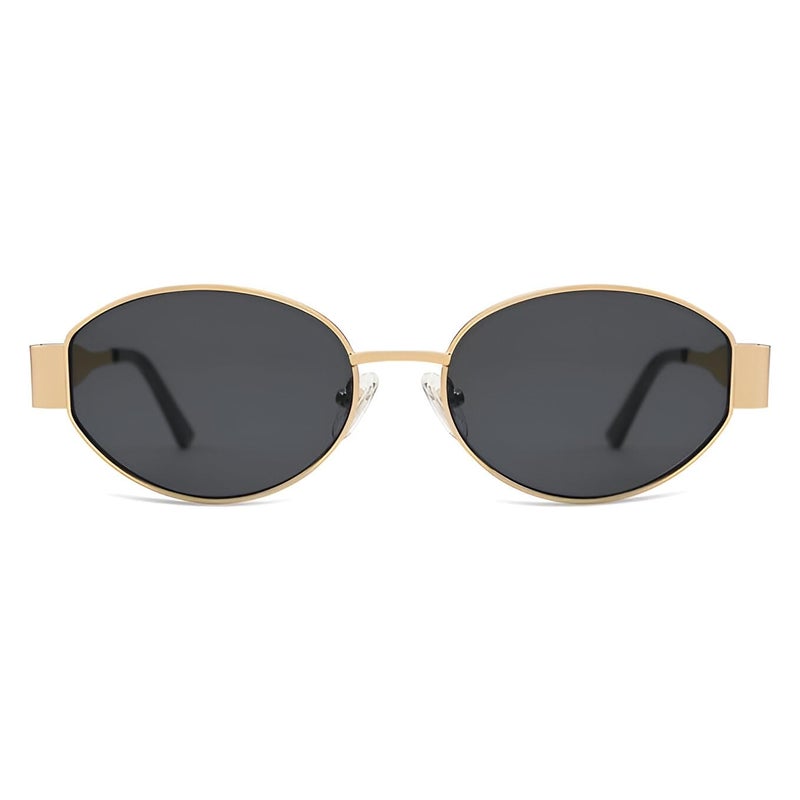 IFLASH Women Non-Polarized Small Retro Oval Sunglasses Vintage Style, Gold - Image 2