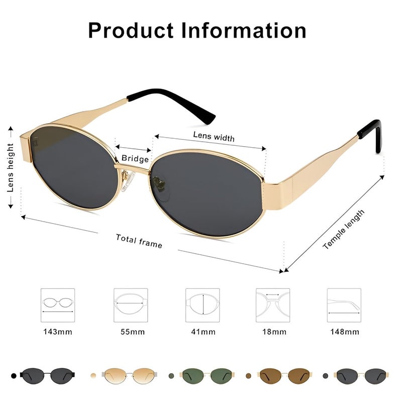 IFLASH Women Non-Polarized Small Retro Oval Sunglasses Vintage Style, Gold - Image 3