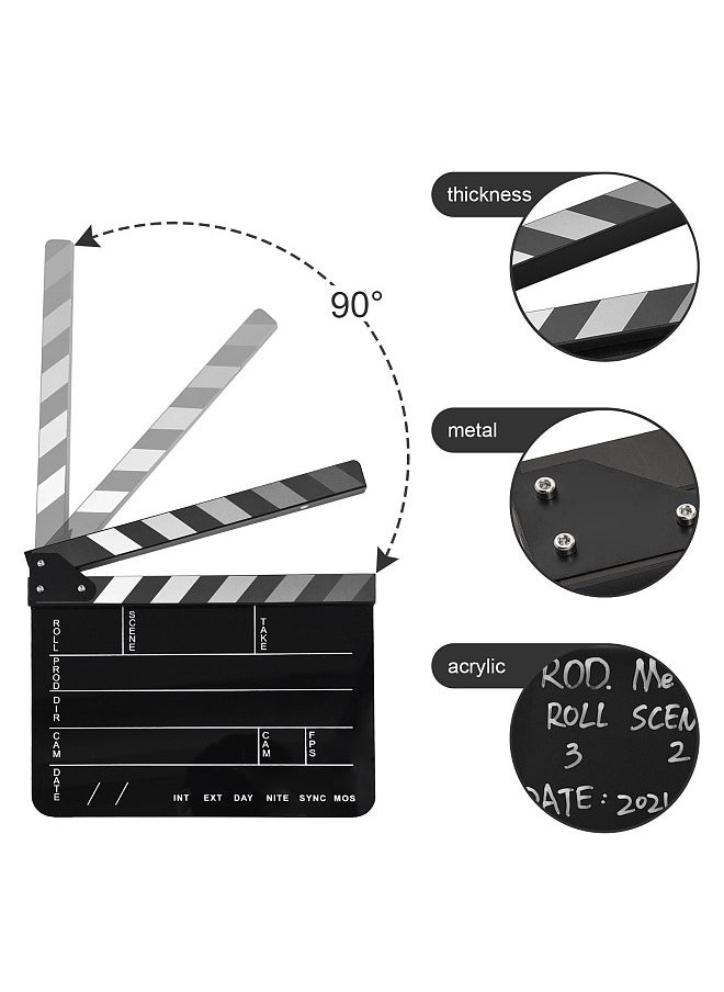 Generic - Acrylic Clapperboard Film Clapboard Movie Director's Slate Cut Action Scene Clapper Board Film Slate Dry Erase - Image 1