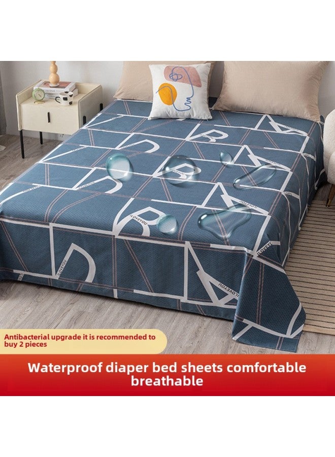 Waterproof Bed Sheet Cat Urine Hair Bed Cover Urine-Resistant Baby List Machine Washable Urine-Proof Cover Dog Rabbit Pet Cover Urine Pad-Color:British Geometry-[waterproof And Breathable For All Seasons]-Specifications:Single Bed Sheets-230x250cm (applicable To 1.8 And 2m Beds)  - Image 1