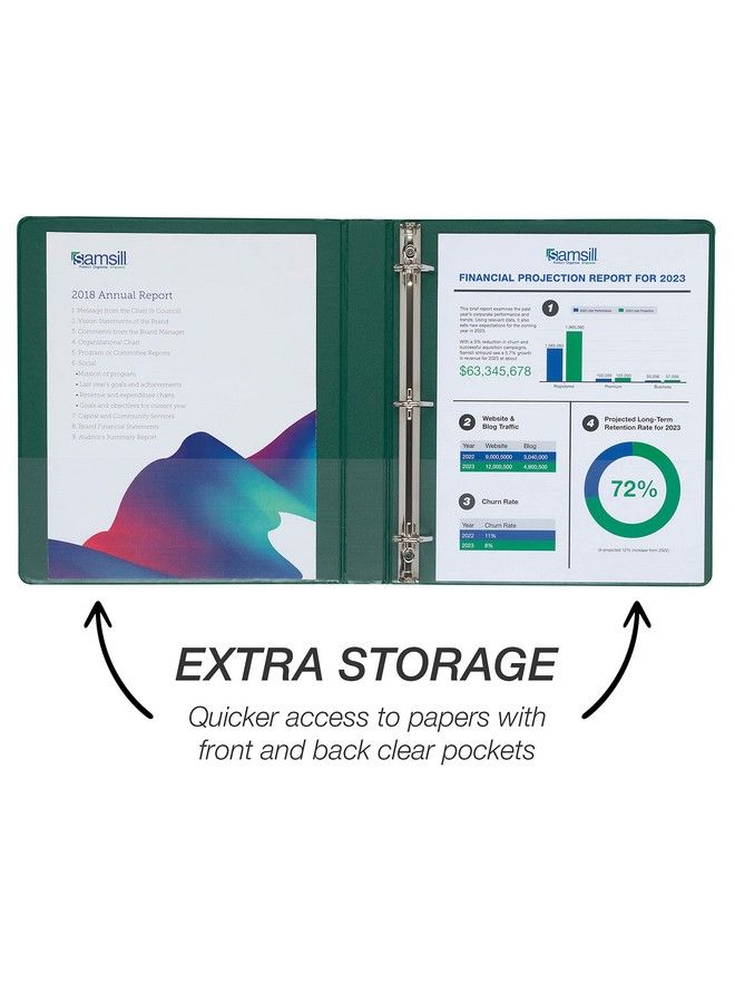 Samsill Durable 1 Inch Binder Made In The Usa D Ring Binder Customizable Clear View Cover Green 4 Pack Each Holds 225 Pages  - Image 5