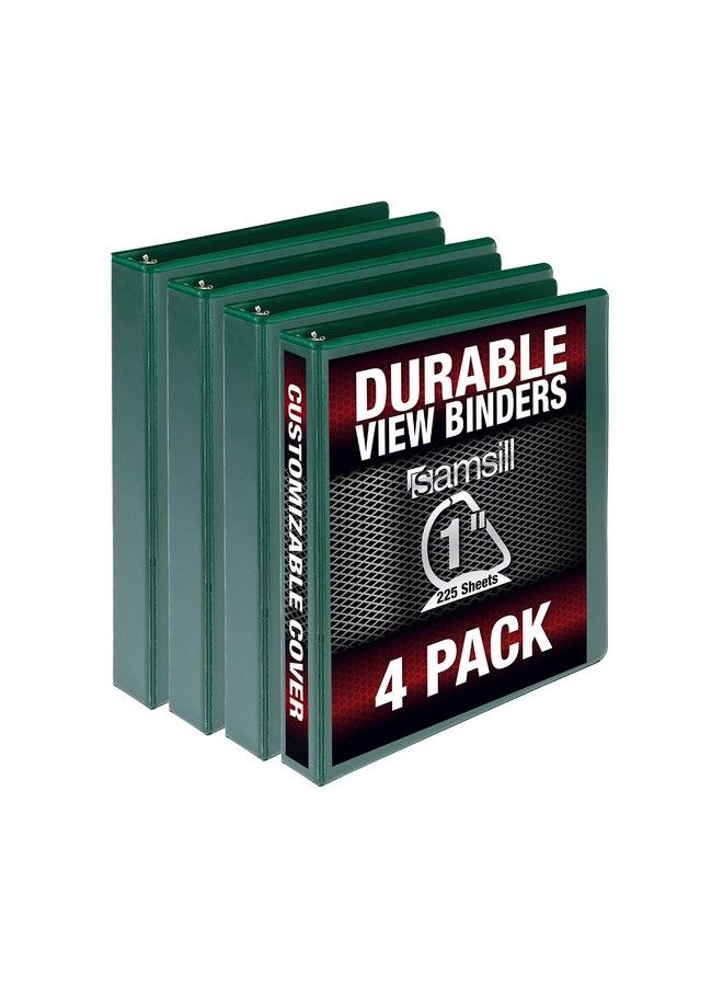 Samsill Durable 1 Inch Binder Made In The Usa D Ring Binder Customizable Clear View Cover Green 4 Pack Each Holds 225 Pages  - Image 2