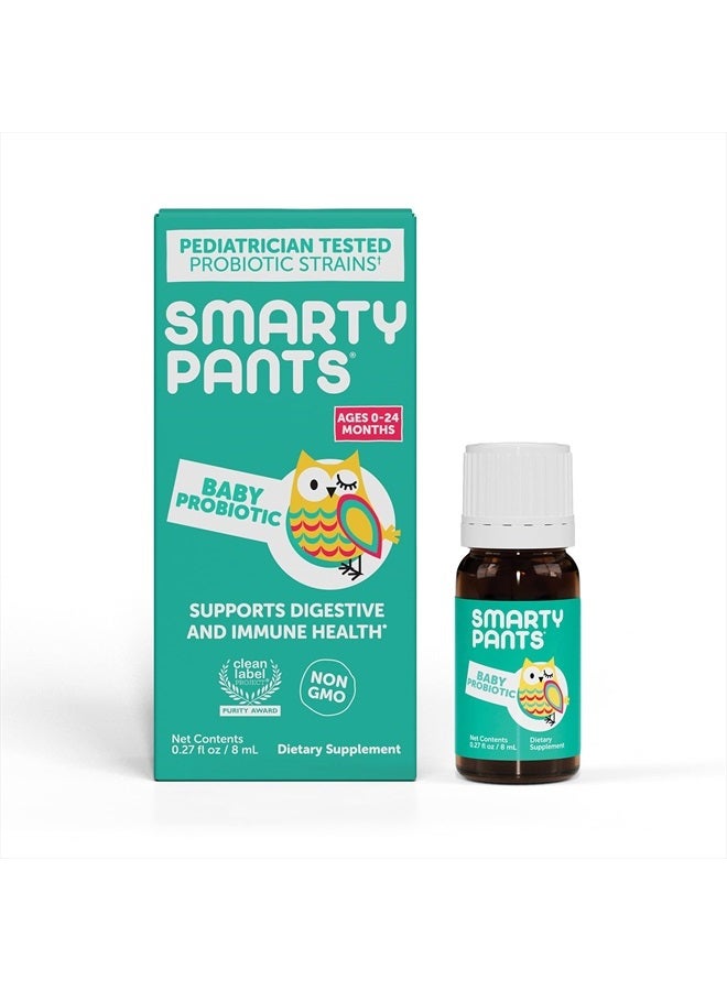 SmartyPants Baby Probiotic Liquid Formula, Pediatrician-tested Blend for Fussiness due to Occasional Upset Tummy, Digestive Health and Comfort, Immune Support, 1.6 Billion CFU - Image 1