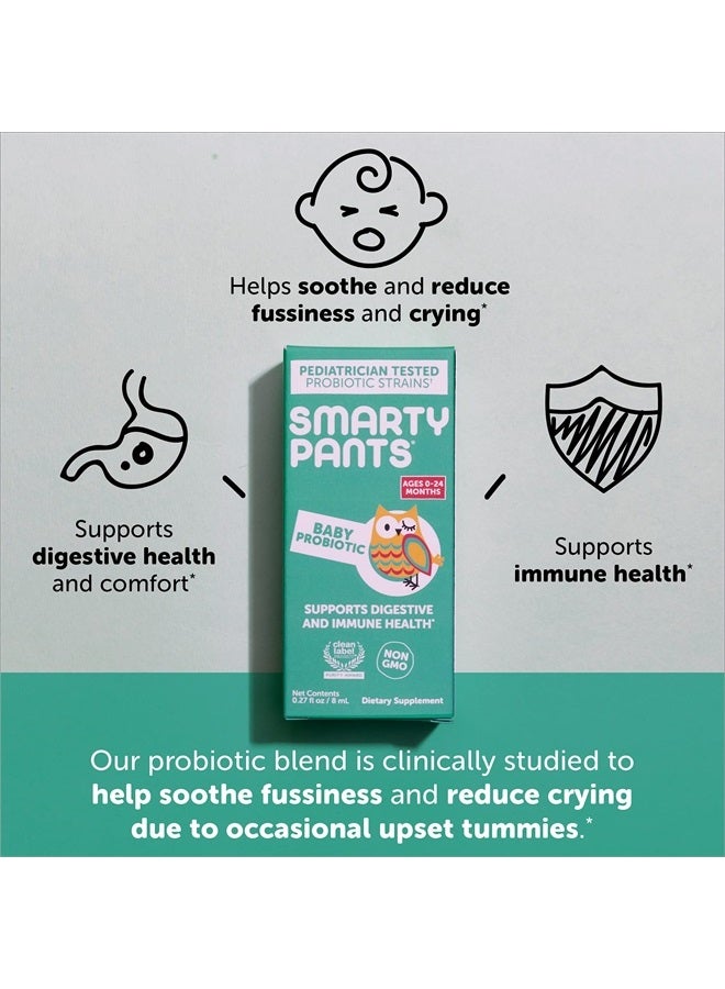 SmartyPants Baby Probiotic Liquid Formula, Pediatrician-tested Blend for Fussiness due to Occasional Upset Tummy, Digestive Health and Comfort, Immune Support, 1.6 Billion CFU - Image 3