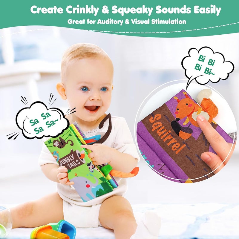 beiens Baby Cloth Books Toys, Tummy Time Touch and Feel Sensory Toys for Infants, Soft Crinkle Sound Books for 0-3-6-12-18 Months, Early Development Stroller Toy, Newborn Shower Gift - Image 5