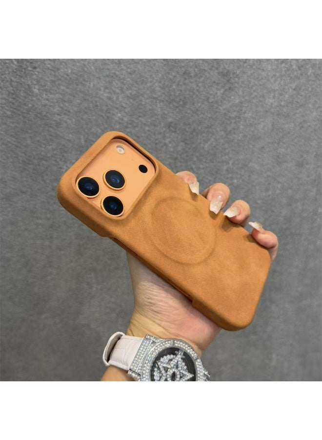 New sheepskin semi-enclosed magnetic charging iPhone17promax shockproof phone case - Image 3