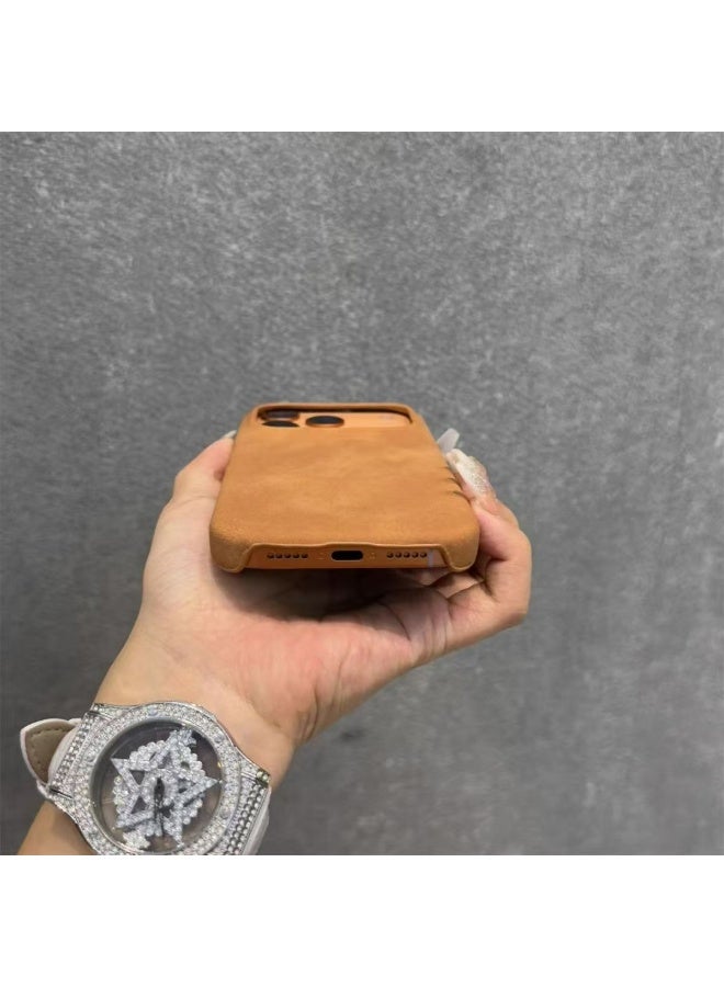 New sheepskin semi-enclosed magnetic charging iPhone17promax shockproof phone case - Image 5