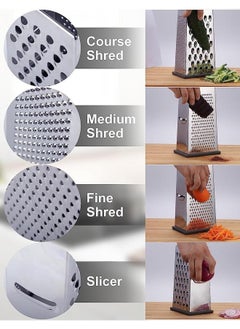 Generic Cheese Grater, Box Grater for Cheese Stainless steel Vegetable Slicer Food Shredder 4-sided Convenience Gadgets for kitchen  - Image 2