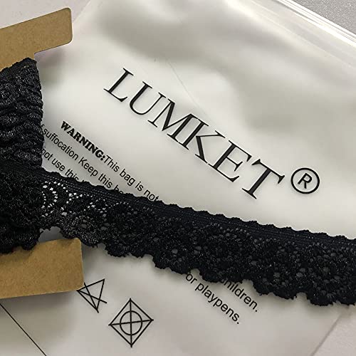 LUMKET Lace Realm 1 Inch Wide Black Stretch Floral Pattern Lace Ribbon Trim for Sewing, Gift Package Wrapping, Floral Designing & Crafts-5 Yards(5301 Black) - Image 3