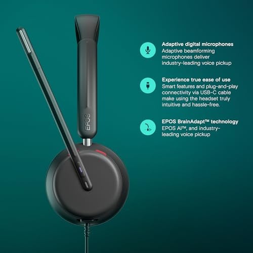 EPOS Impact 860T Double-Sided Wired USB C and USB A Headset with Noise-Canceling Mic, Microsoft Teams Certified, Super Wideband Audio, Comfortable Fit, Ideal for Business & Home Office Professionals - Image 3