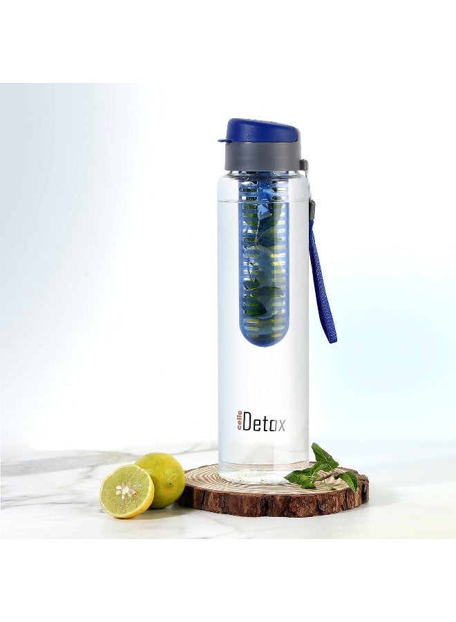 Cello زجاجة ماء مع مصفاة فواكه وشاي من سيلو ديتوكس| مضادة للتسرب| خالية من BPA| متينة، 750 مل، زرقاء (عبوة من 1) - Image 1