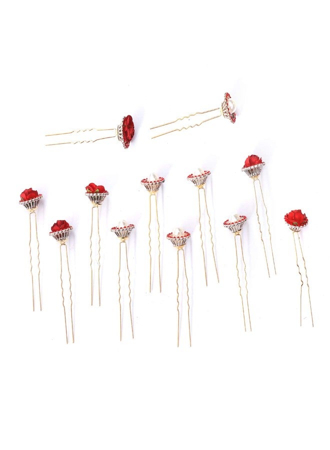 Shivarth Juda Pins with Crystal Rhinestone for Women and Girls Fancy Bun Pin Set of 12 Piece - Image 2