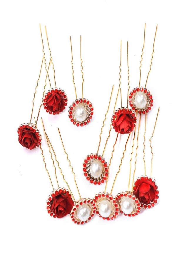 Shivarth Juda Pins with Crystal Rhinestone for Women and Girls Fancy Bun Pin Set of 12 Piece - Image 1