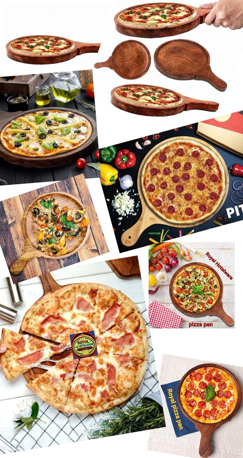 Wooden Pizza Pan Pizza Serving Tray of Kitchen Platter Sheesham Serving Tray Kitchen Restaurant Hotels use size12inchi Pack of 1pc  - Image 4