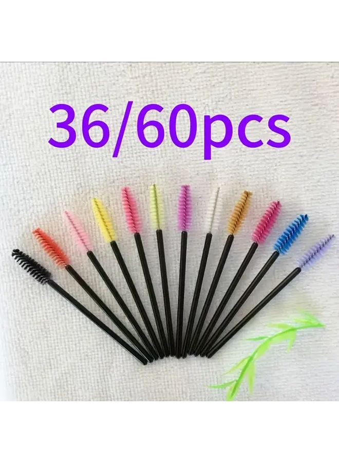 60 Piece Disposable Nylon Eyebrow Brushes Mini Portable Makeup Tool - Image 1